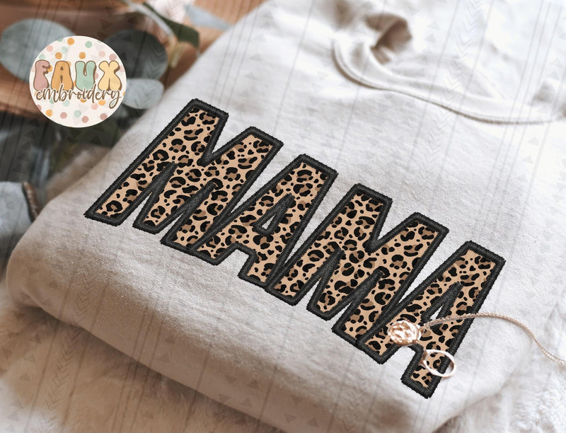 Leopard Print Mama Faux Embroidery