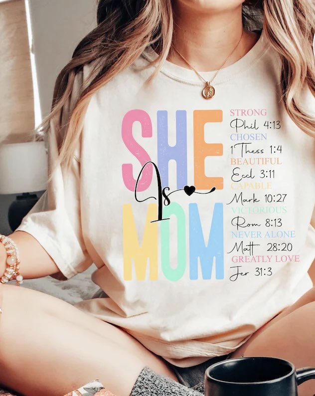 She is Mom Pastel Font + Black Words