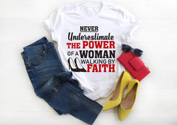 NEVER UNDER ESTIMATE THE POWER OF A WOMAN WALKING BY FAITH