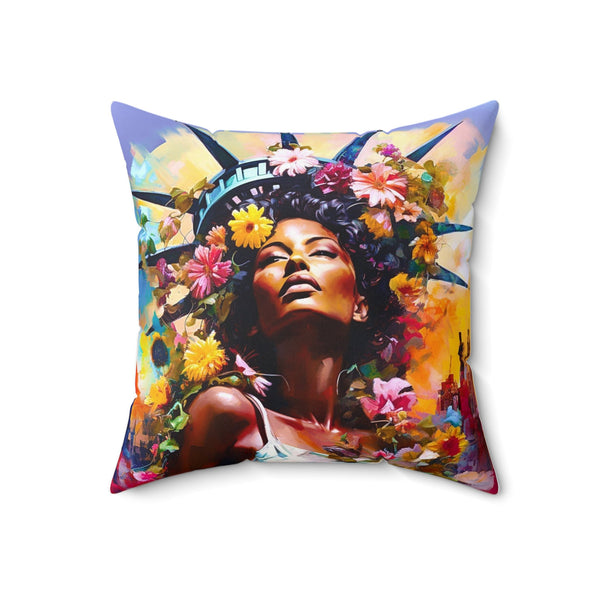 Lady Liberty Spun Polyester Square Pillow